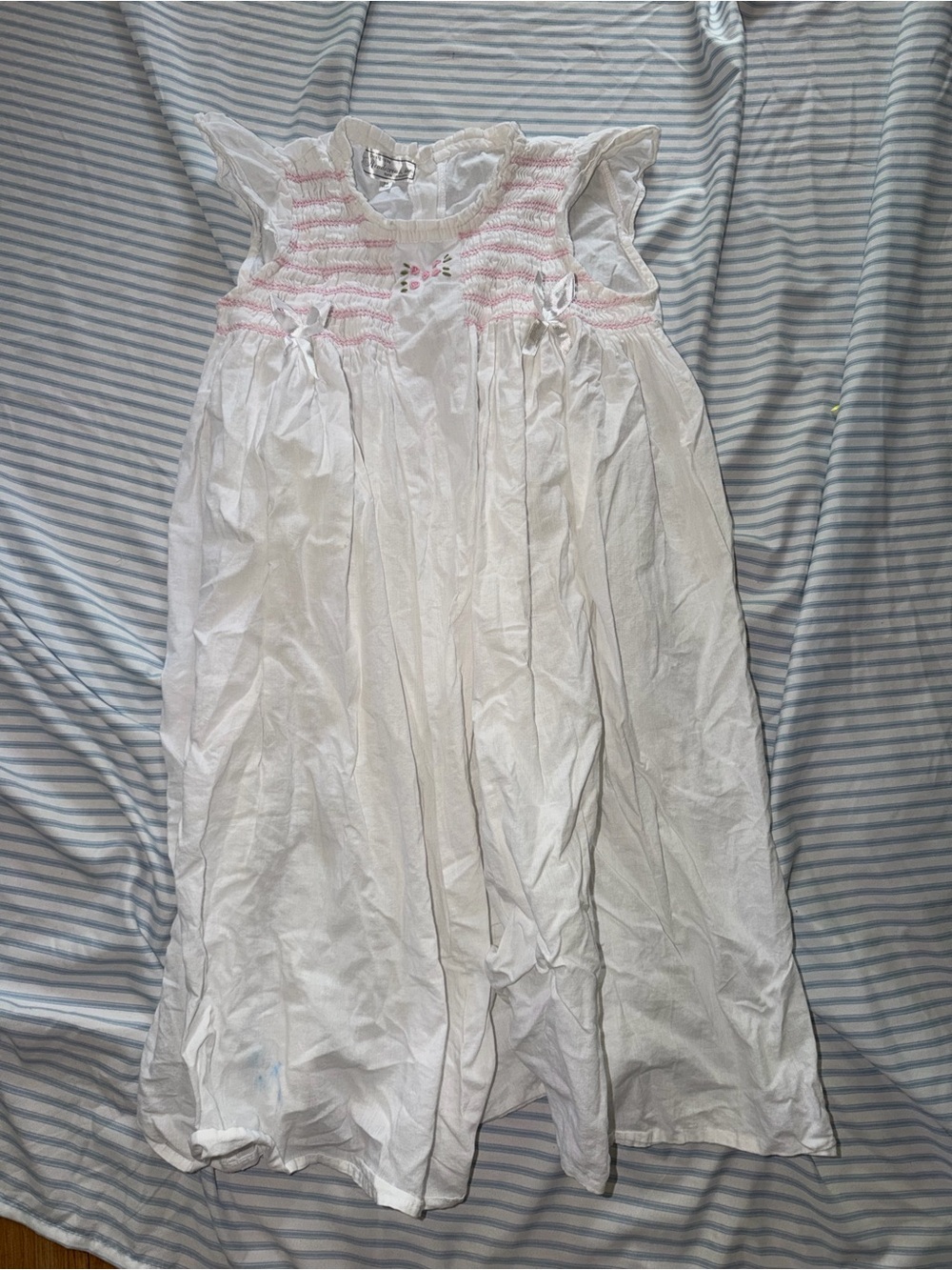White and Pink Smocked Girls' dress